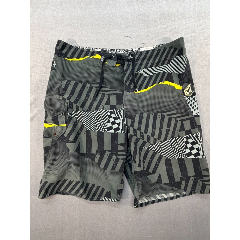 Volcom Men Swimming Shorts 90s Themed Gray Size 36
